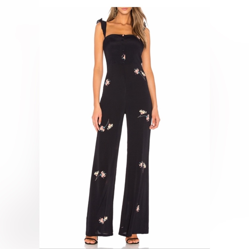 Flynn Skye Bardot Jumper - Black with Floral Design